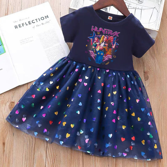 New Girls Dress Summer Short-Sleeved Princess Dress Children's Clothing Children's Gauze Skirt Girl Skirt Hunter Witch Group