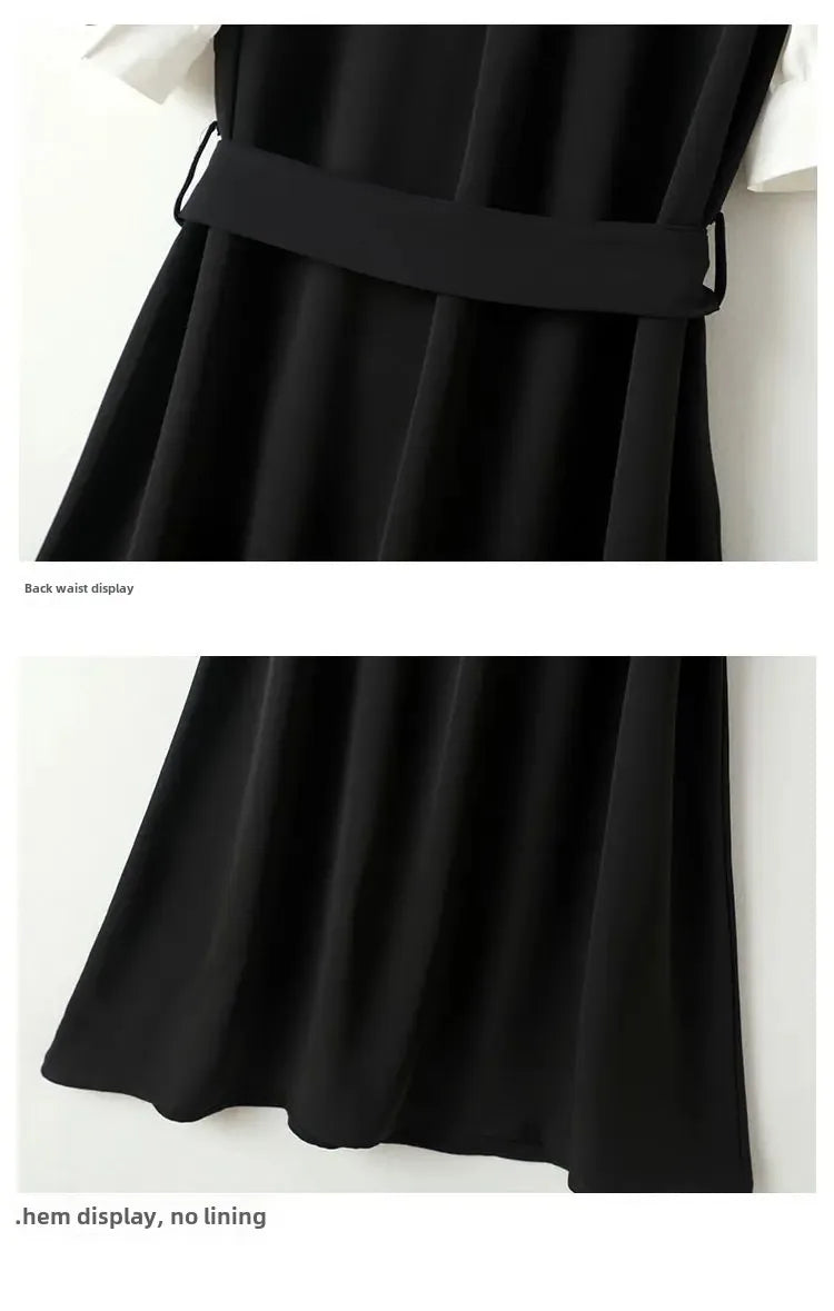 Small black dress elegant skirt women's summer long dress French shirt dress dress [no refund or exchange]]