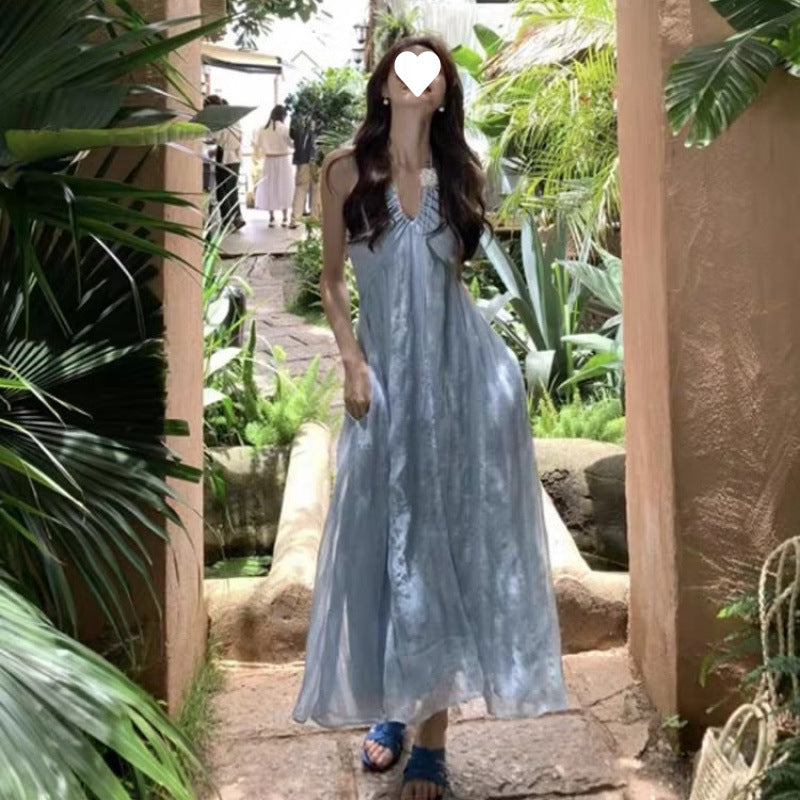 2026 Autumn Korean-Style Girl Group Dress with a Stylish Square Neckline, Waist-Cinching Design, Slimming Effect, Flared Sleeves, and Puffy Gown Dress