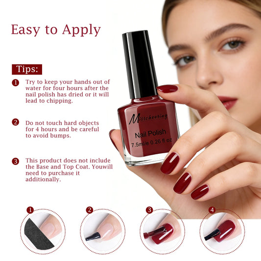Misscheering Water-Based Peel Off Nail Polish 7.5ml Quick Air Dry Glossy Long Lasting Removable Nail Varnish No UV Needed Easy