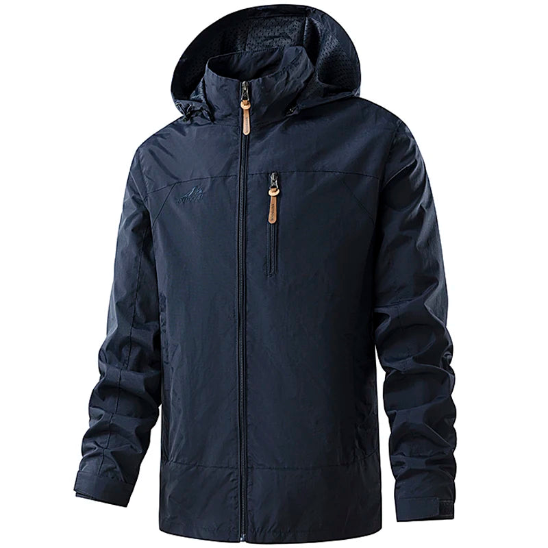 Jacket Men's Spring Autumn New Men Jacket Solid Color Hooded Jackets Casual Coat Men's Business Coats Size M-6XL 7XL Hat Detacha