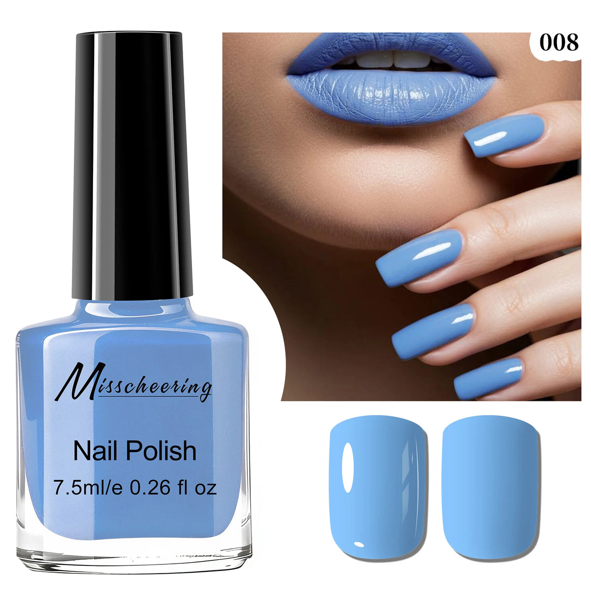 Misscheering Water-Based Peel Off Nail Polish 7.5ml Quick Air Dry Glossy Long Lasting Removable Nail Varnish No UV Needed Easy