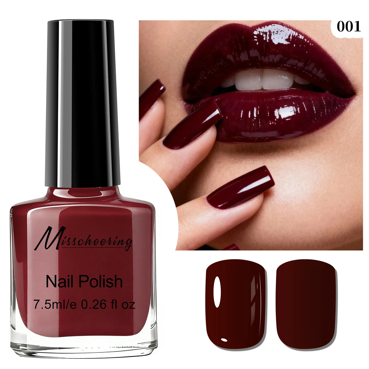 Misscheering Water-Based Peel Off Nail Polish 7.5ml Quick Air Dry Glossy Long Lasting Removable Nail Varnish No UV Needed Easy