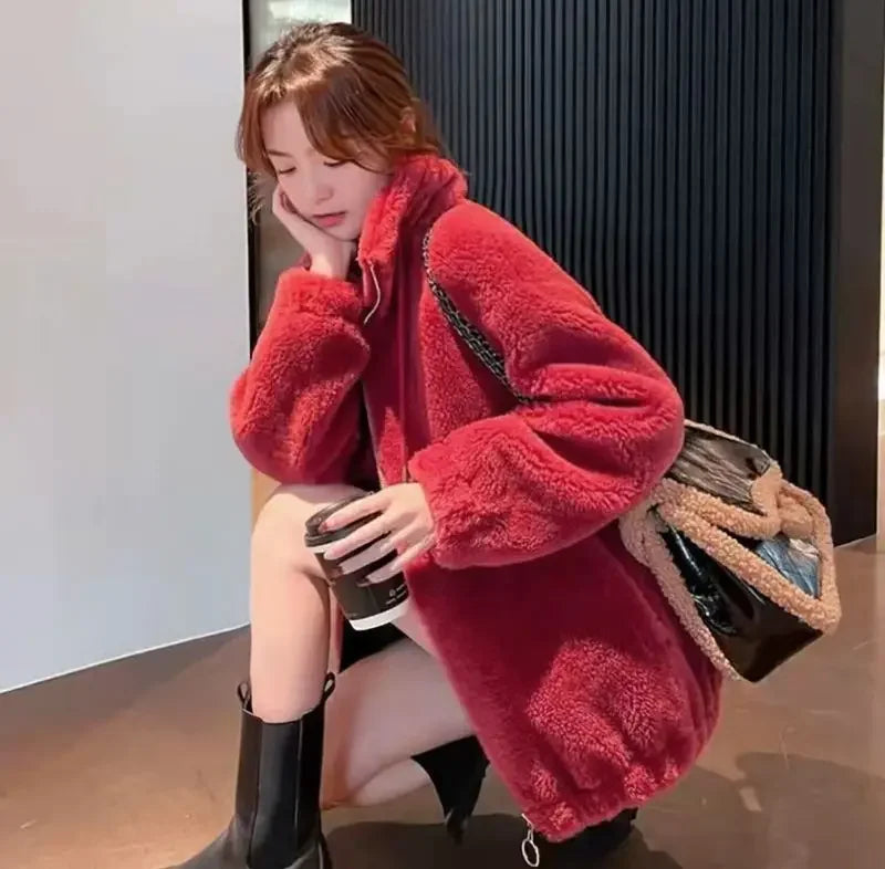 Jacket for Women Solid Color Fleeced Spring Autumn Clothing Promotion Coats Woman Korean Style New in Outerwears Harajuku Lined