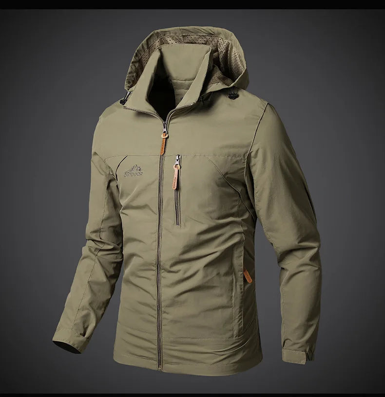 Outdoor Jackets Men Spring Autumn Fashion Casual Hooded Coats Men Hiking Camping Sports Waterproof Windbreaker Oversized Jackets