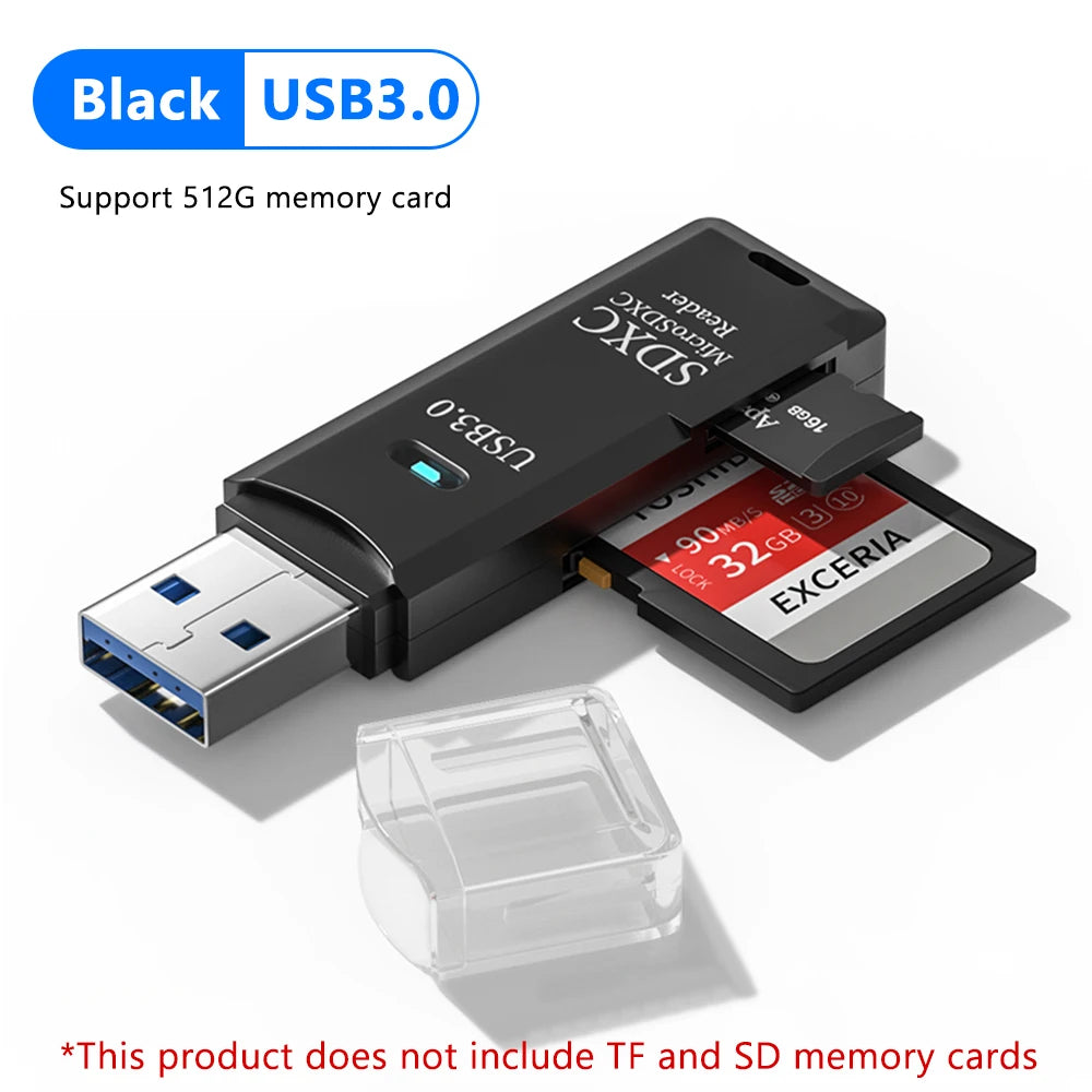 2-in-1 USB 3.0 Card Reader | TF & SD Card Adapter for PC & Laptop
