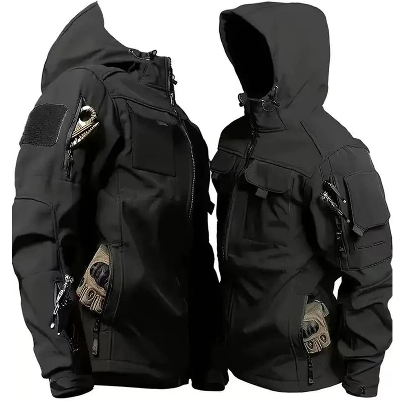 Autumn WinterTactical Jackets Men Cargo Military SoftShell Waterproof Windproof Hooded Jackets Outdoor Functional Multi-pockets
