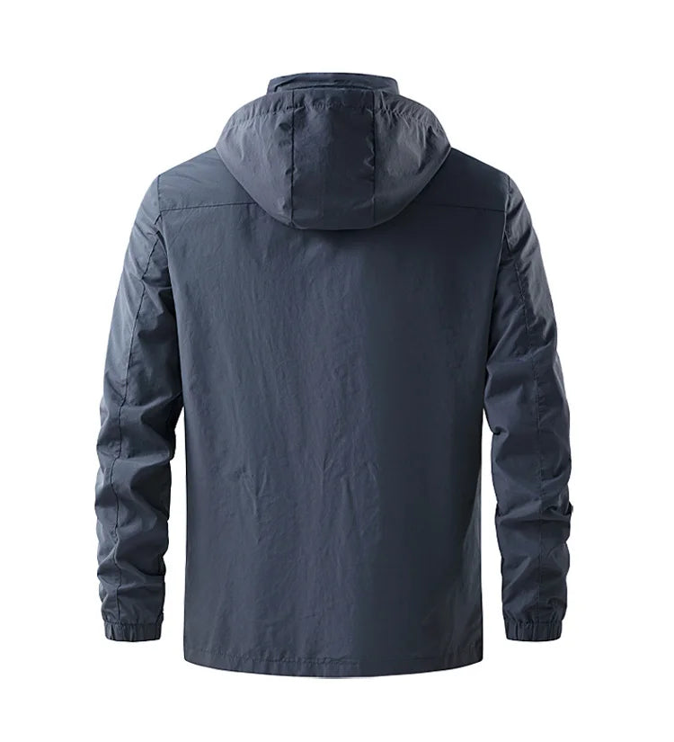 Jacket Men's Spring Autumn New Men Jacket Solid Color Hooded Jackets Casual Coat Men's Business Coats Size M-6XL 7XL Hat Detacha