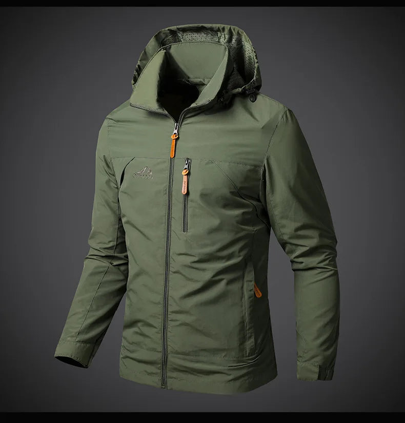 Outdoor Jackets Men Spring Autumn Fashion Casual Hooded Coats Men Hiking Camping Sports Waterproof Windbreaker Oversized Jackets