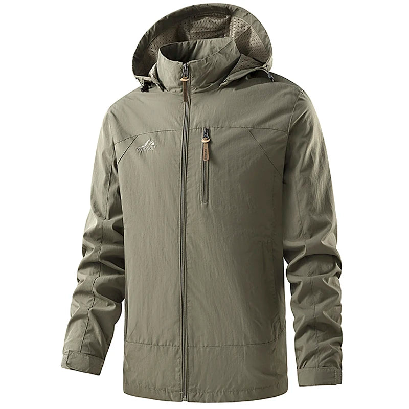 Jacket Men's Spring Autumn New Men Jacket Solid Color Hooded Jackets Casual Coat Men's Business Coats Size M-6XL 7XL Hat Detacha