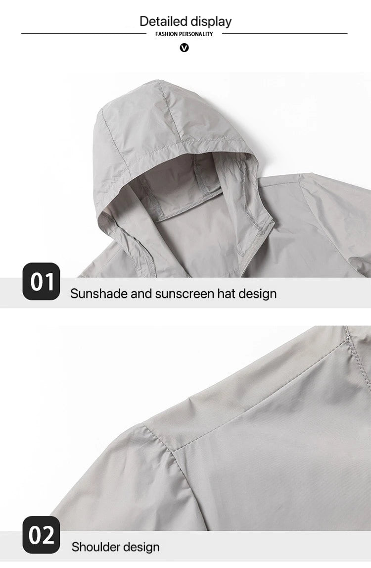 Men Hooded Jacket Summer Breathable Sunshade Coat Boy Sun Protection Clothing Fishing Hunting Clothes Quick Dry Skin Windbreaker
