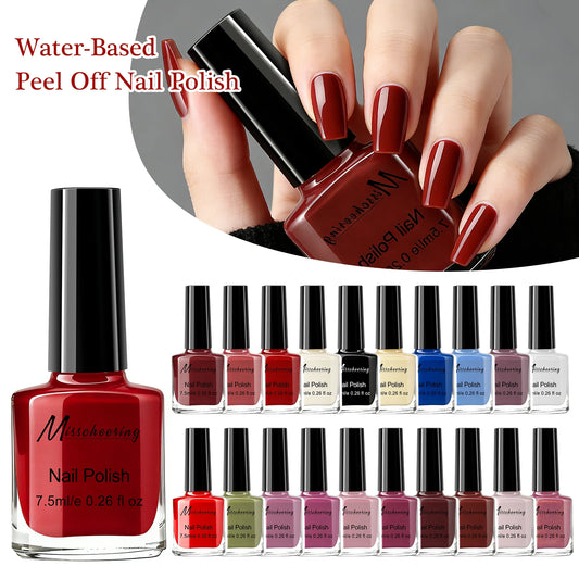 Misscheering Water-Based Peel Off Nail Polish 7.5ml Quick Air Dry Glossy Long Lasting Removable Nail Varnish No UV Needed Easy