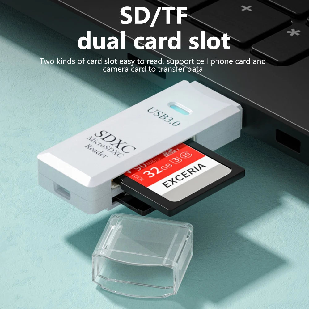 2-in-1 USB 3.0 Card Reader | TF & SD Card Adapter for PC & Laptop