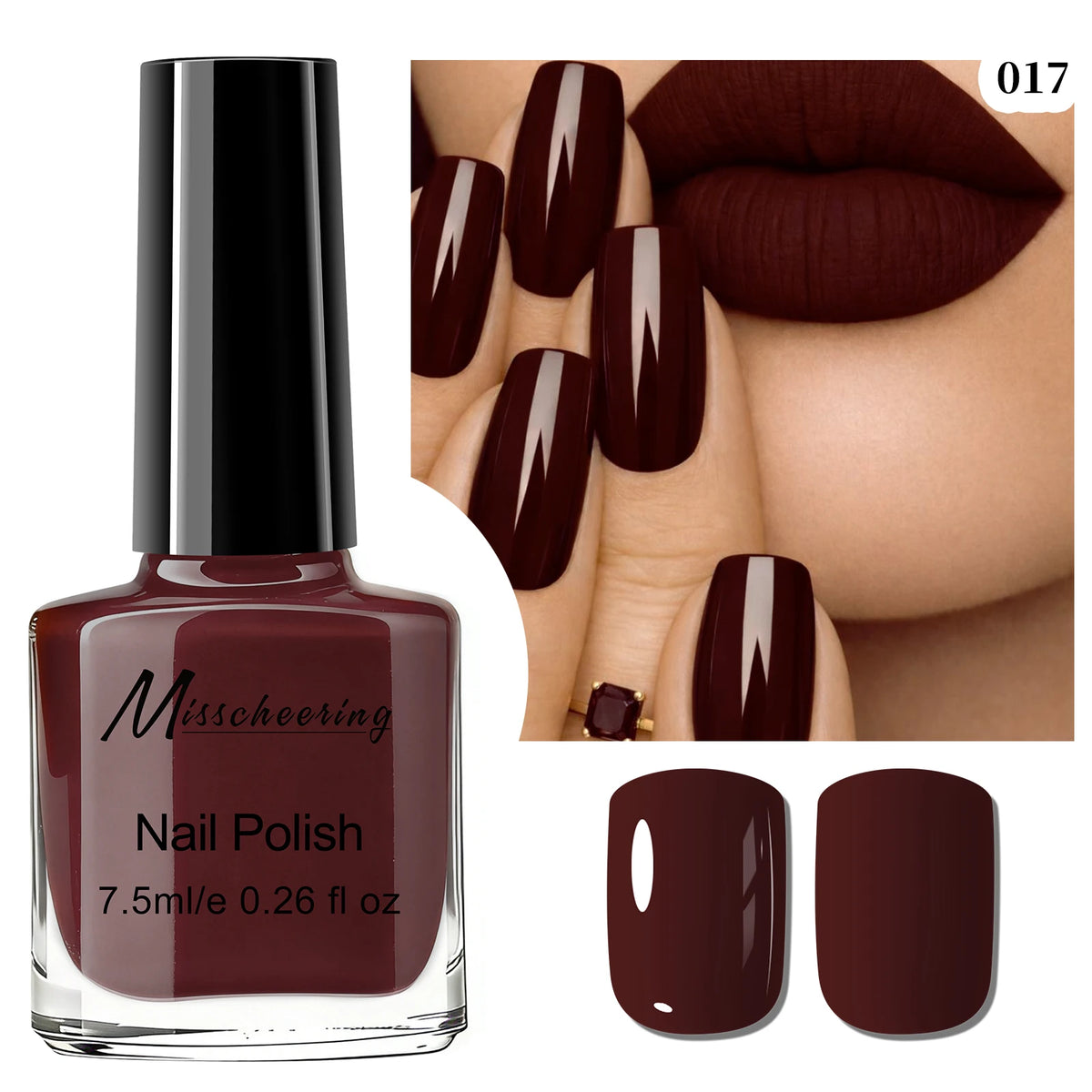 Misscheering Water-Based Peel Off Nail Polish 7.5ml Quick Air Dry Glossy Long Lasting Removable Nail Varnish No UV Needed Easy