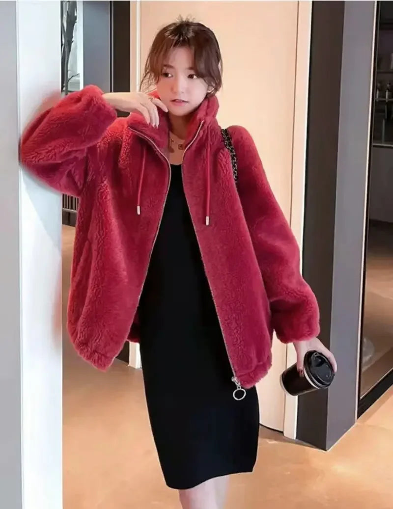 Jacket for Women Solid Color Fleeced Spring Autumn Clothing Promotion Coats Woman Korean Style New in Outerwears Harajuku Lined