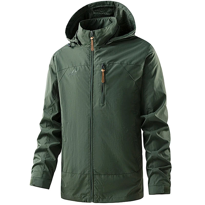 Jacket Men's Spring Autumn New Men Jacket Solid Color Hooded Jackets Casual Coat Men's Business Coats Size M-6XL 7XL Hat Detacha