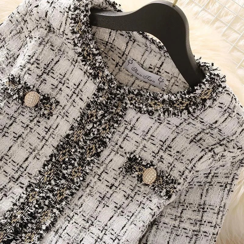Women's Jackets  Women's Jacket Spring new Trendy Ladies Short Joker Temperament Small Fragrant Tweed Coat Tweed Coat Cardigan