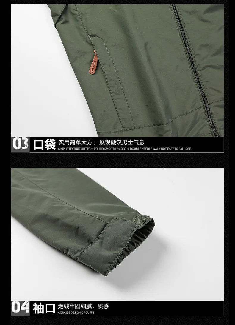 Outdoor Jackets Men Spring Autumn Fashion Casual Hooded Coats Men Hiking Camping Sports Waterproof Windbreaker Oversized Jackets