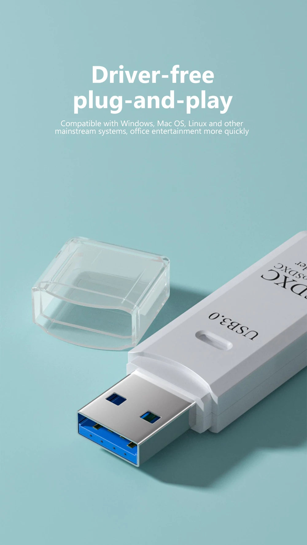 2-in-1 USB 3.0 Card Reader | TF & SD Card Adapter for PC & Laptop