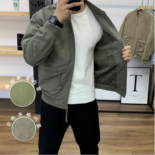 Jacket Men's Spring and Autumn 2025 New Fashion Brand Slim and Versatile Casual Lapel Long Sleeve Workwear