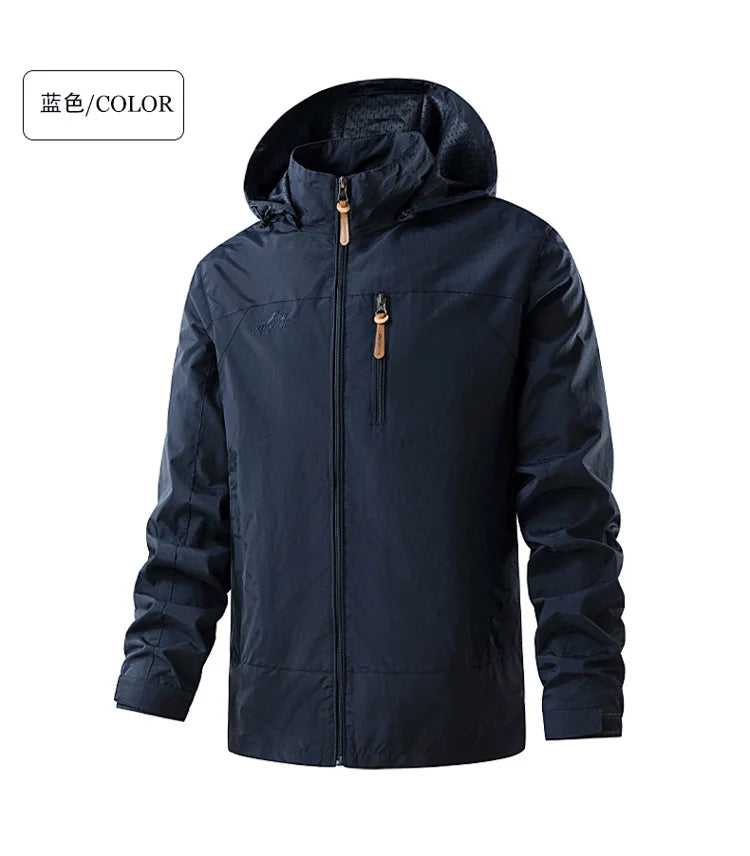 Jacket Men's Spring Autumn New Men Jacket Solid Color Hooded Jackets Casual Coat Men's Business Coats Size M-6XL 7XL Hat Detacha