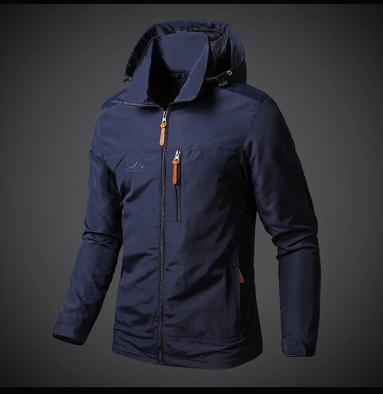 Outdoor Jackets Men Spring Autumn Fashion Casual Hooded Coats Men Hiking Camping Sports Waterproof Windbreaker Oversized Jackets