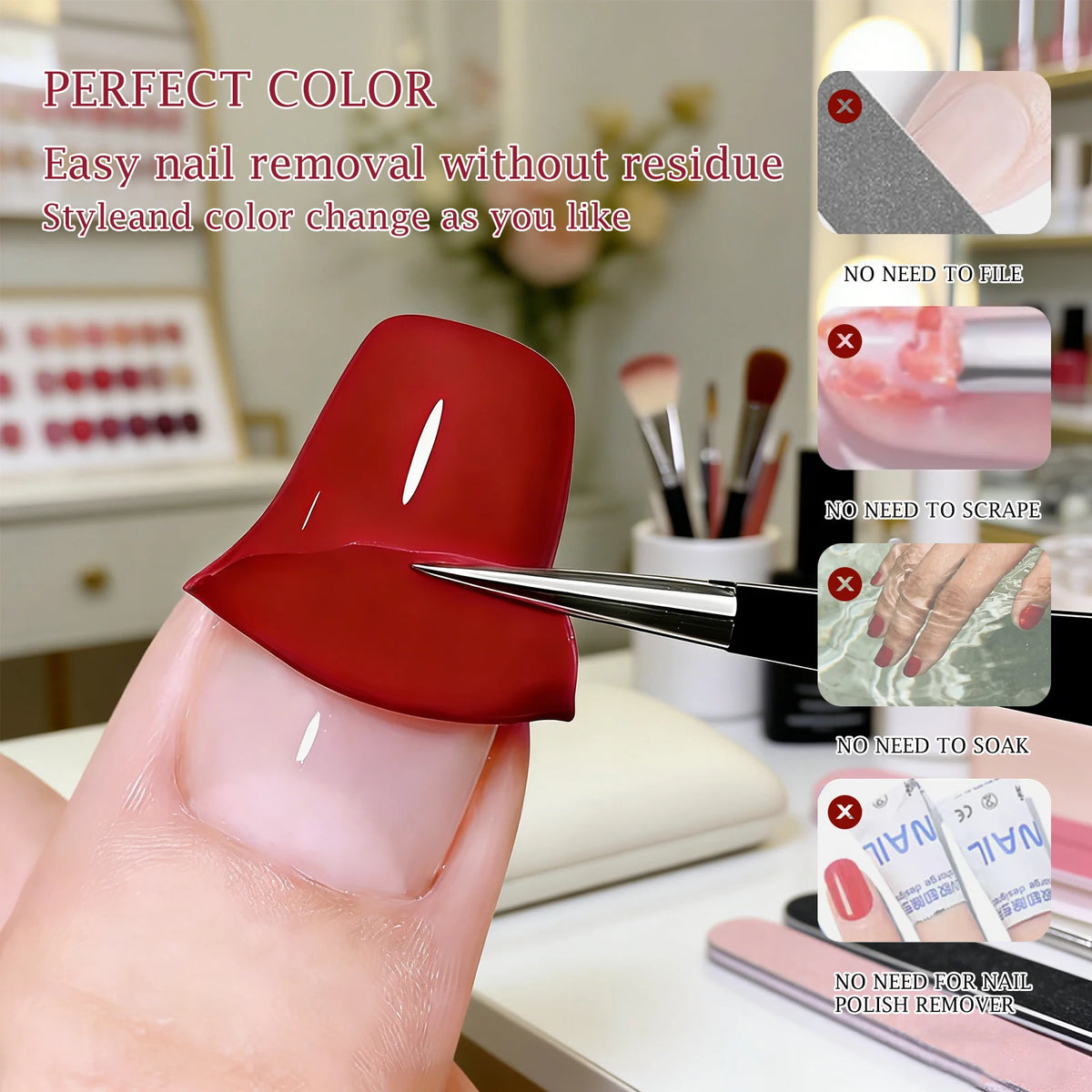Misscheering Water-Based Peel Off Nail Polish 7.5ml Quick Air Dry Glossy Long Lasting Removable Nail Varnish No UV Needed Easy