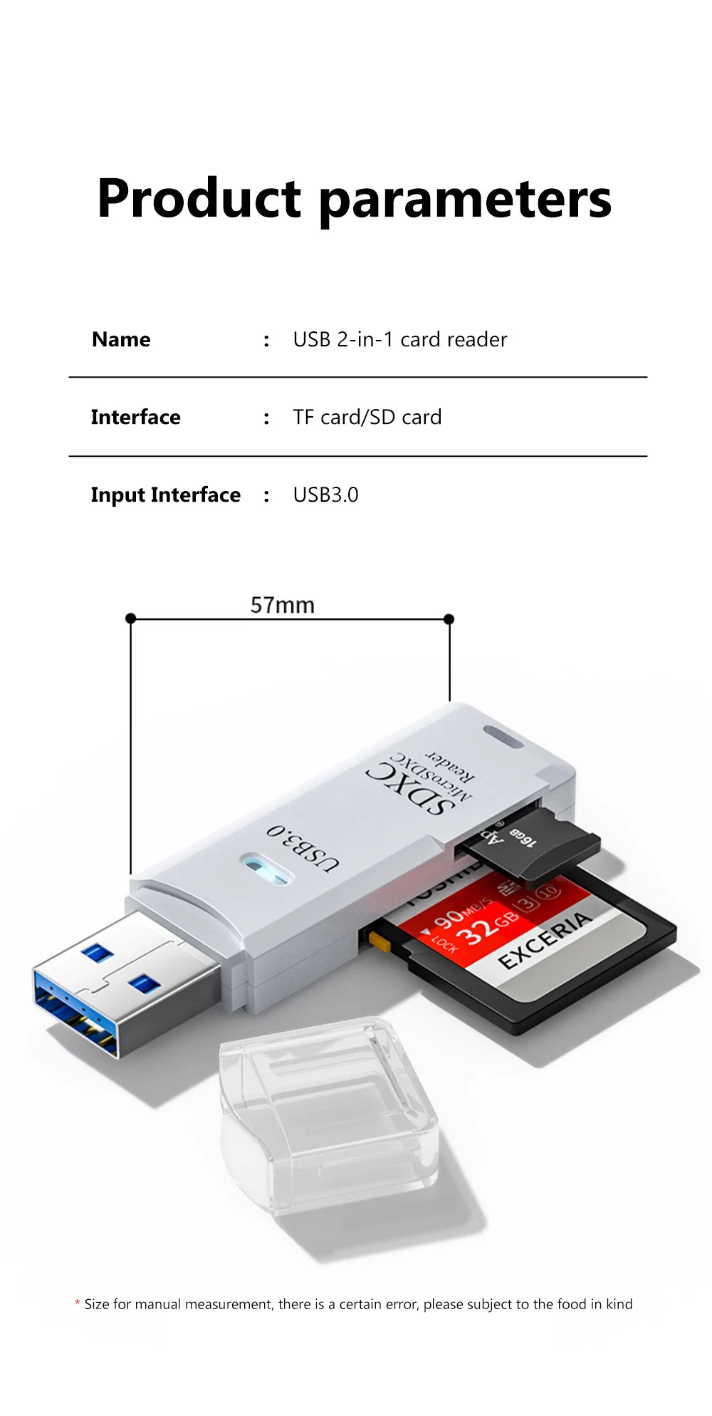 2-in-1 USB 3.0 Card Reader | TF & SD Card Adapter for PC & Laptop