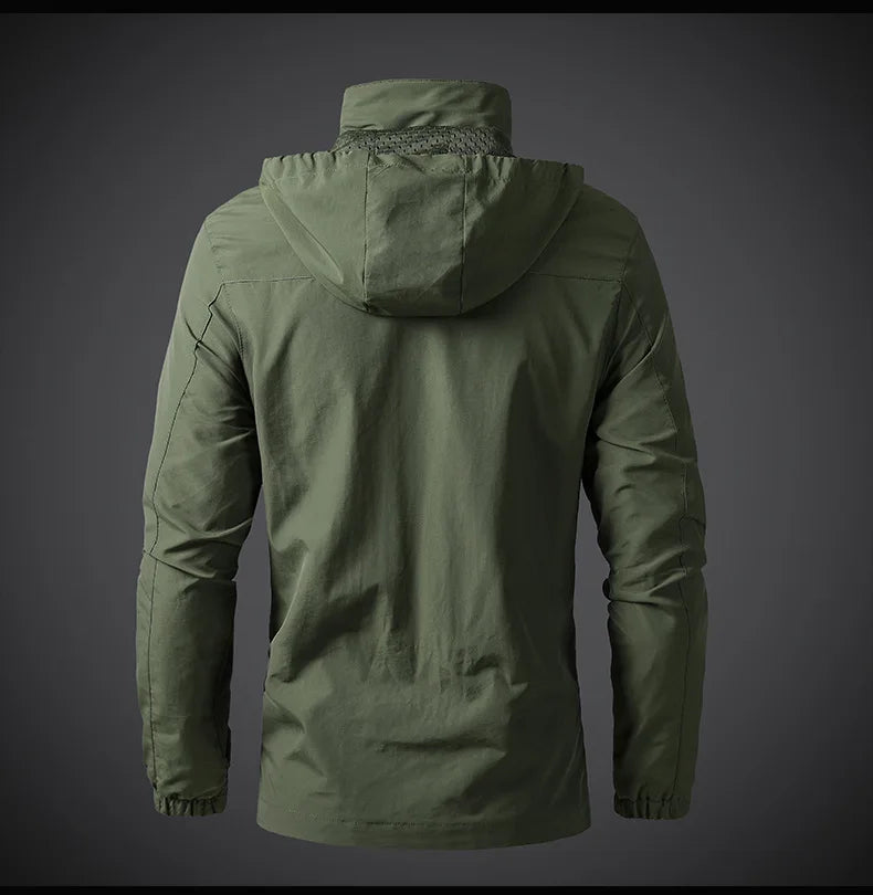 Outdoor Jackets Men Spring Autumn Fashion Casual Hooded Coats Men Hiking Camping Sports Waterproof Windbreaker Oversized Jackets