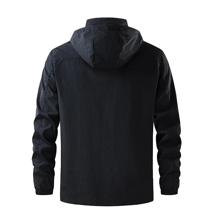 Jacket Men's Spring Autumn New Men Jacket Solid Color Hooded Jackets Casual Coat Men's Business Coats Size M-6XL 7XL Hat Detacha