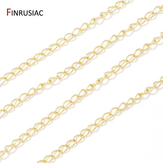 Multi Types 14K Gold Plated Brass Metal Round Link Cable Chains,DIY Jewelry Spool Chains Necklace Bracelet Making Accessories