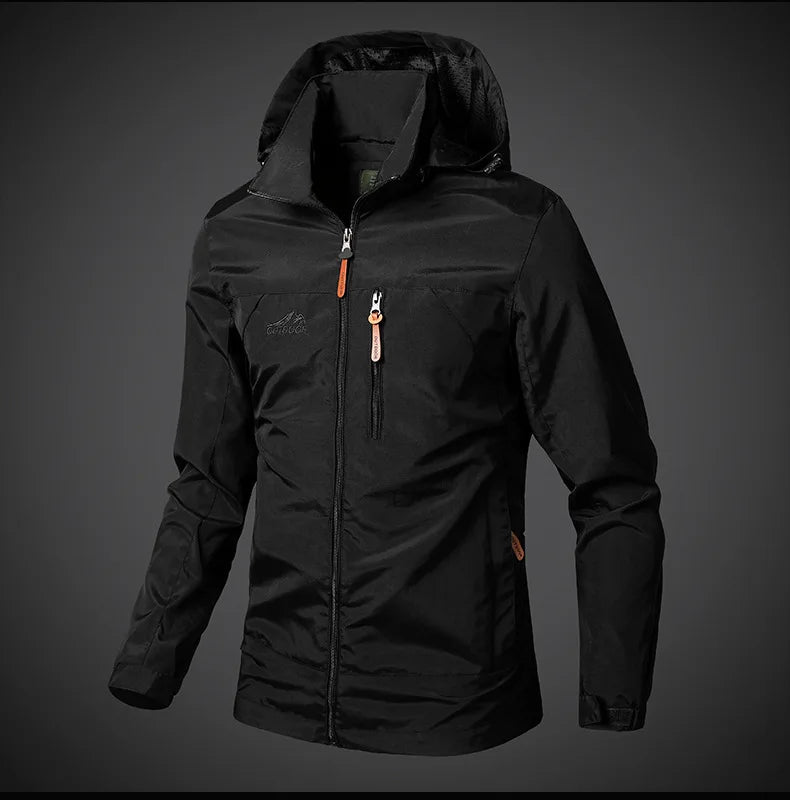 Outdoor Jackets Men Spring Autumn Fashion Casual Hooded Coats Men Hiking Camping Sports Waterproof Windbreaker Oversized Jackets
