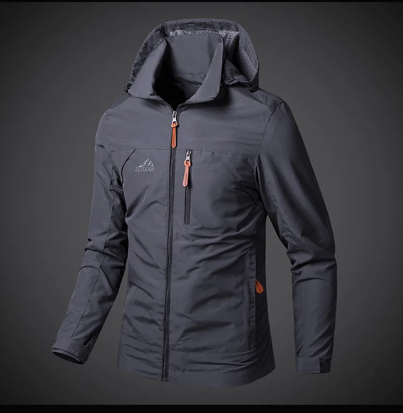 Outdoor Jackets Men Spring Autumn Fashion Casual Hooded Coats Men Hiking Camping Sports Waterproof Windbreaker Oversized Jackets
