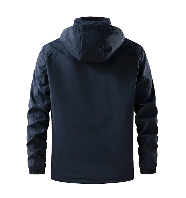 Jacket Men's Spring Autumn New Men Jacket Solid Color Hooded Jackets Casual Coat Men's Business Coats Size M-6XL 7XL Hat Detacha