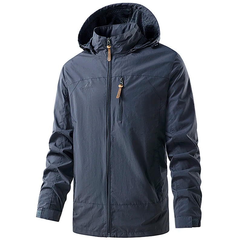 Jacket Men's Spring Autumn New Men Jacket Solid Color Hooded Jackets Casual Coat Men's Business Coats Size M-6XL 7XL Hat Detacha