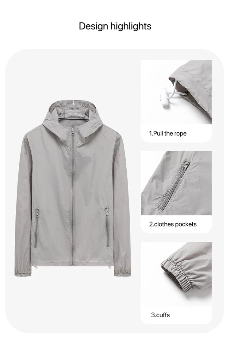Men Hooded Jacket Summer Breathable Sunshade Coat Boy Sun Protection Clothing Fishing Hunting Clothes Quick Dry Skin Windbreaker