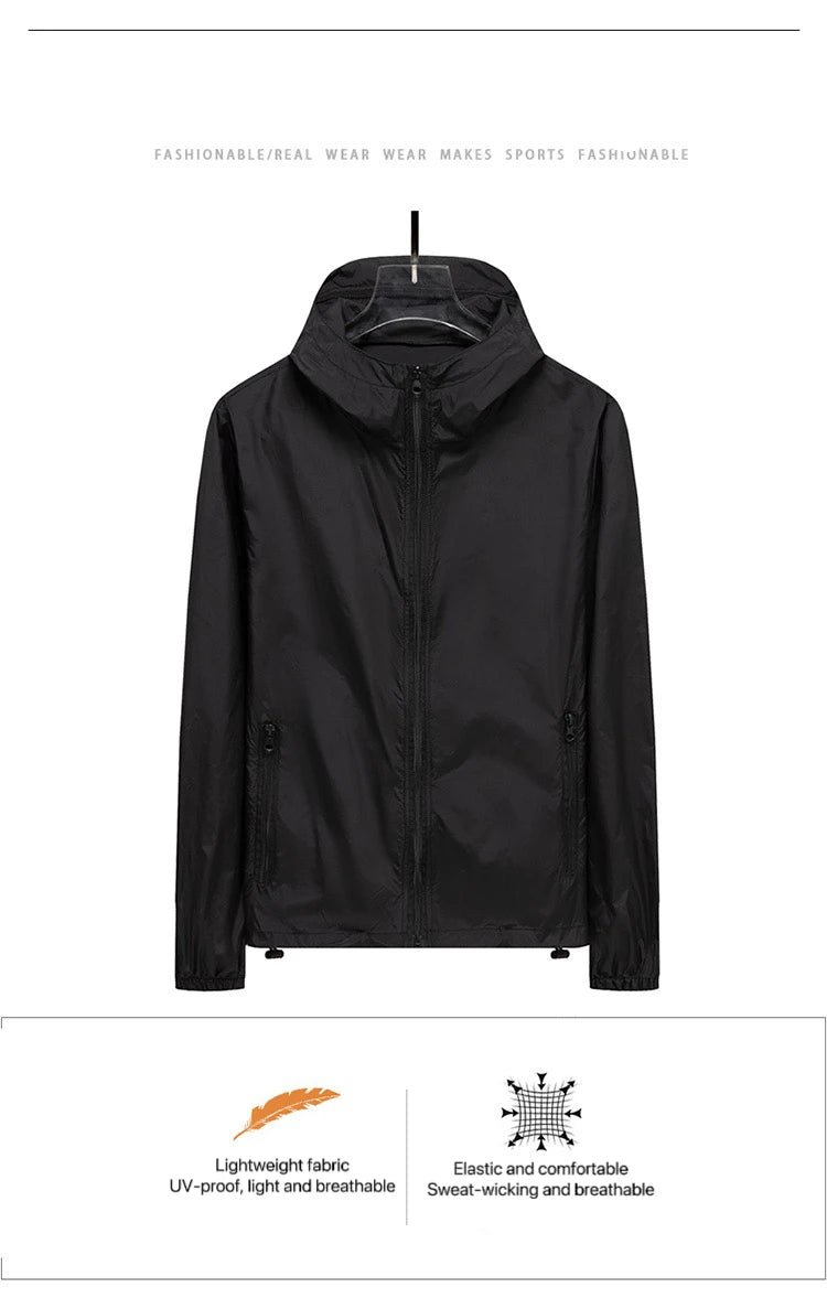 Men Hooded Jacket Summer Breathable Sunshade Coat Boy Sun Protection Clothing Fishing Hunting Clothes Quick Dry Skin Windbreaker