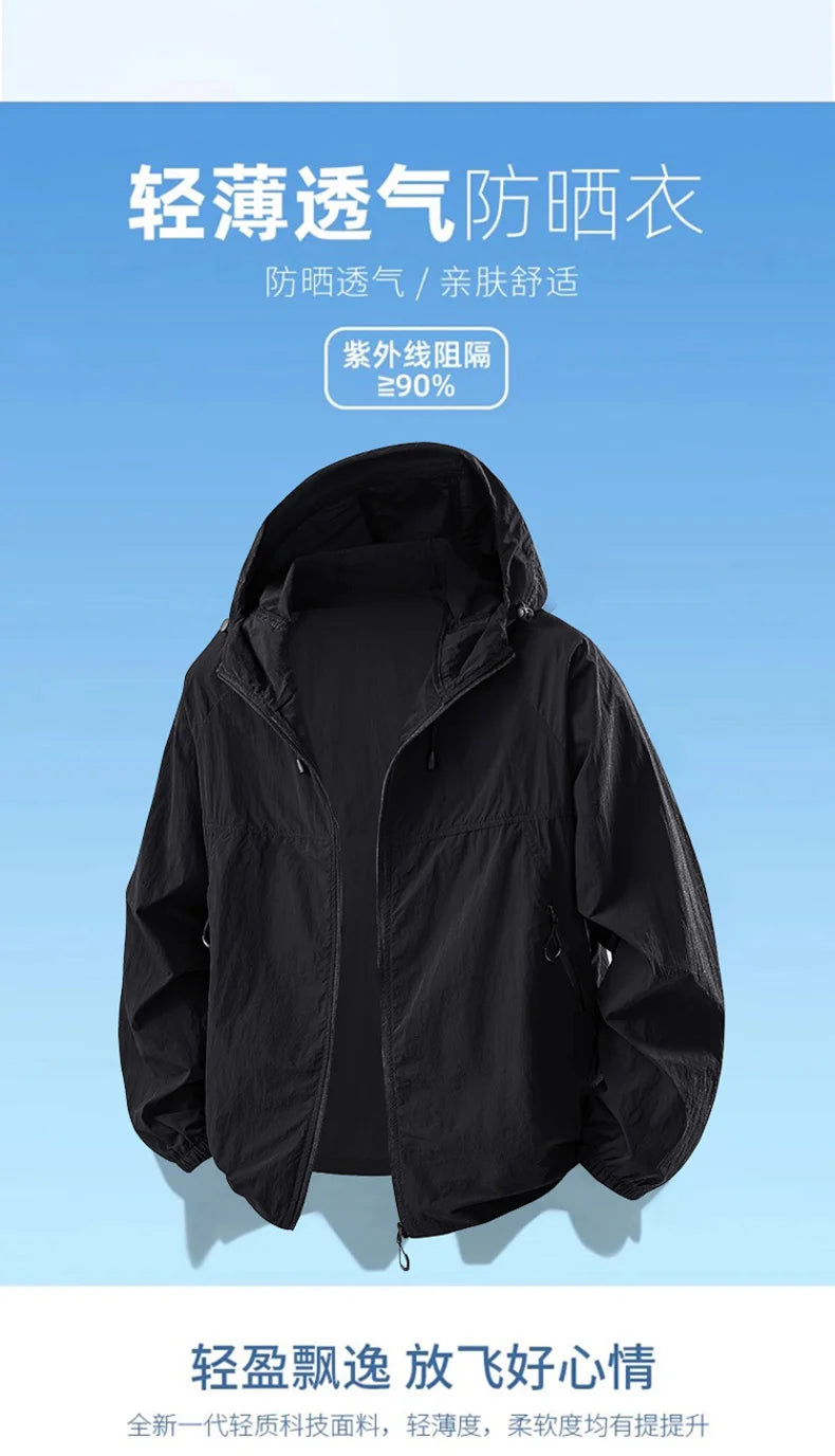 Summer Couple`s Hiking Jackets Men Fishing Cycling Hooded Gym Sports Running Coat Outdoor Sun-Protective Jacket Women Clothing