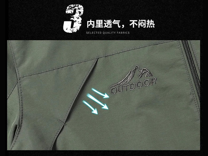 Outdoor Jackets Men Spring Autumn Fashion Casual Hooded Coats Men Hiking Camping Sports Waterproof Windbreaker Oversized Jackets