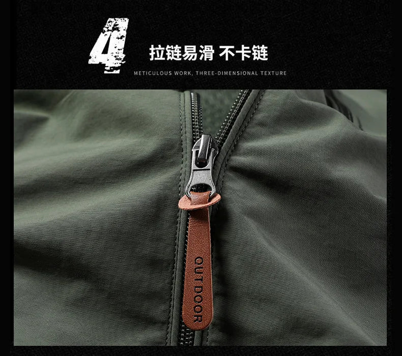 Outdoor Jackets Men Spring Autumn Fashion Casual Hooded Coats Men Hiking Camping Sports Waterproof Windbreaker Oversized Jackets