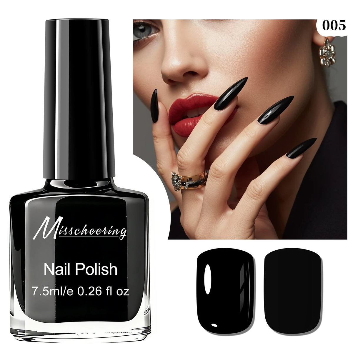 Misscheering Water-Based Peel Off Nail Polish 7.5ml Quick Air Dry Glossy Long Lasting Removable Nail Varnish No UV Needed Easy