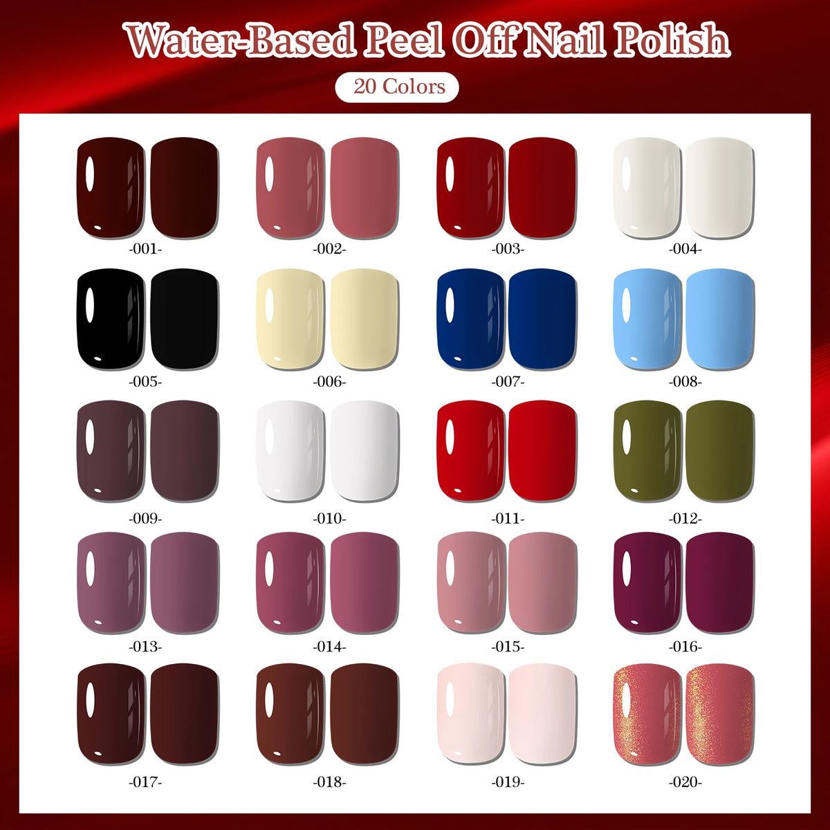 Misscheering Water-Based Peel Off Nail Polish 7.5ml Quick Air Dry Glossy Long Lasting Removable Nail Varnish No UV Needed Easy