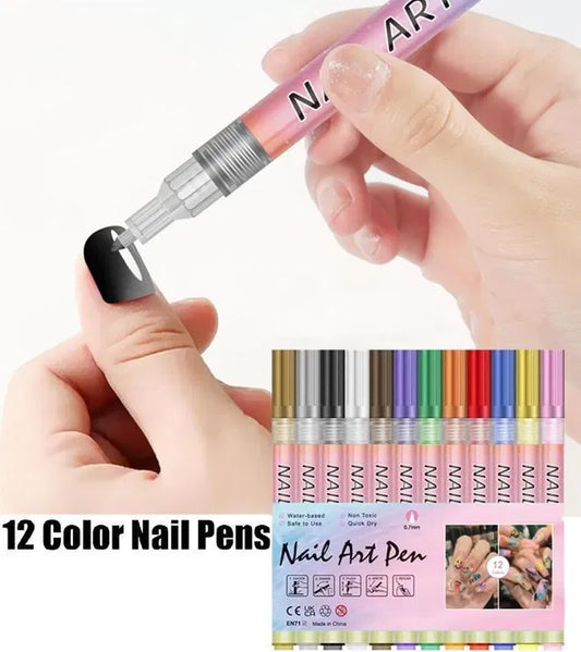 Nail Art Pens Set of 12 Colours