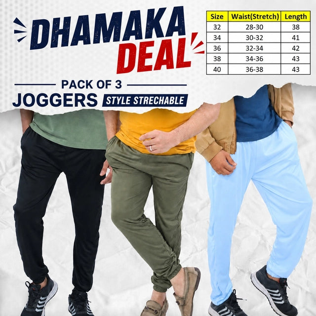 Pack Of 3 Mens Comfortable Joggers