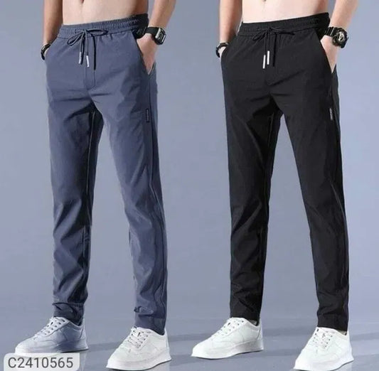 Men's Premium High Stretch Skinny Lycra Pants | Black & Grey