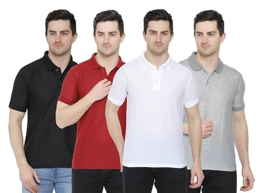 Men's Cotton Polo T-Shirt Combo (Pack of 4)