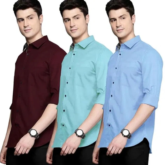 Men's Plain Shirts Combo (Pack of 3)