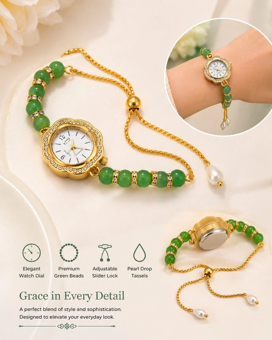 Boho Statement Bracelet Watch — Women's Vintage Gold Tassel