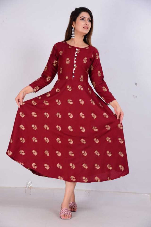 Aman Cotton Kurti for Women | Maroon | AE-105 | Solid Ethnic Wear