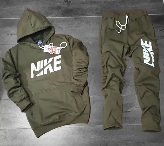 Men's Fleece Hooded Tracksuit — Olive